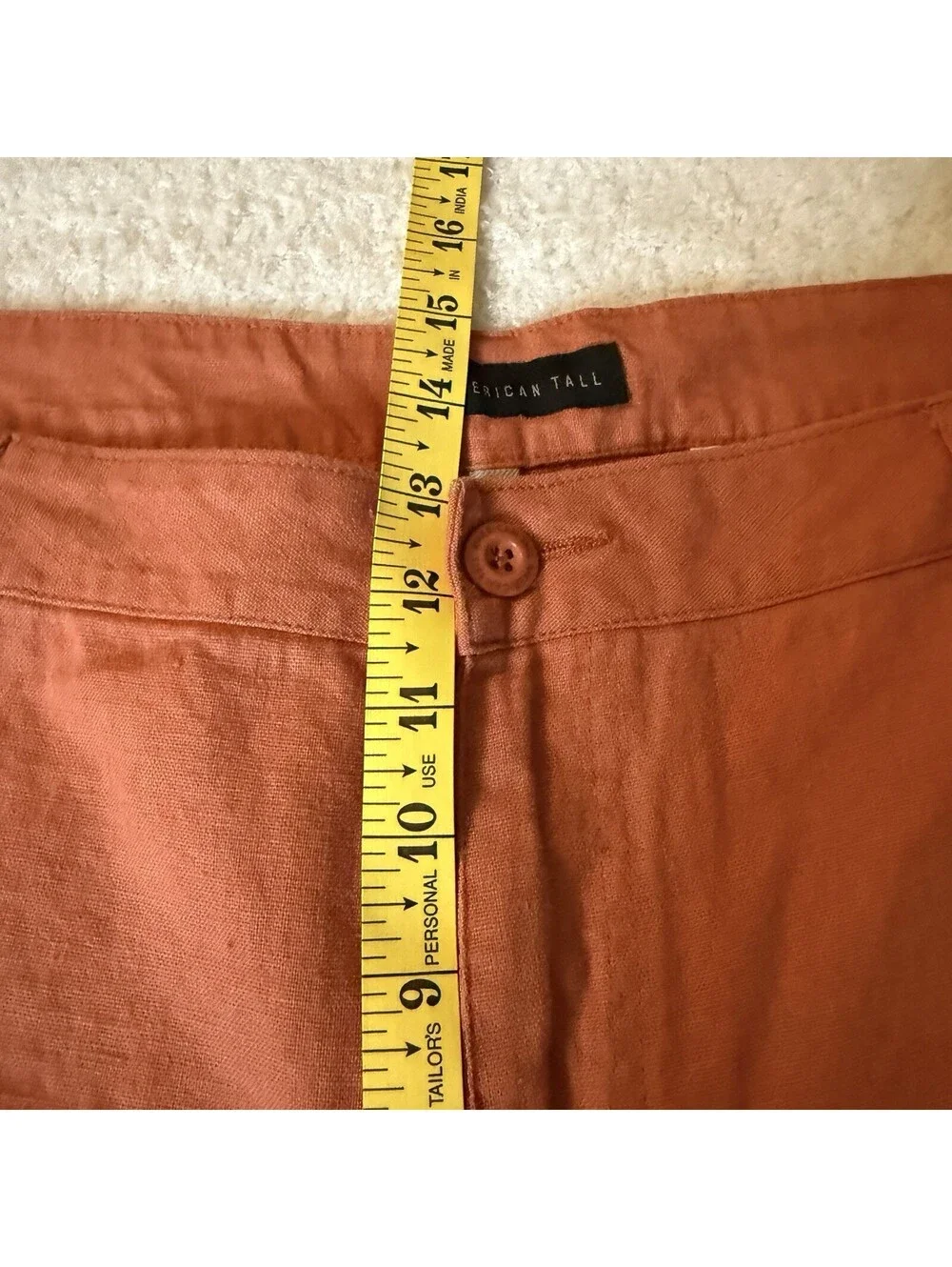American Tall Men’s Linen Blend Shorts Orange 40XT Casual Flat Front